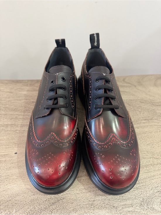 Alexander McQueen Men’s Burgundy & Black Brogue Oxfords main image 4